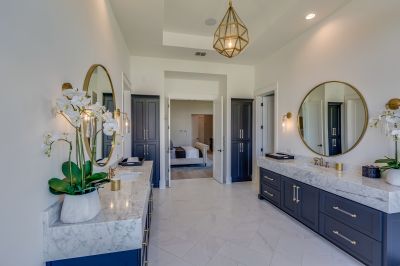 Upscale Bathroom with Marble Accents